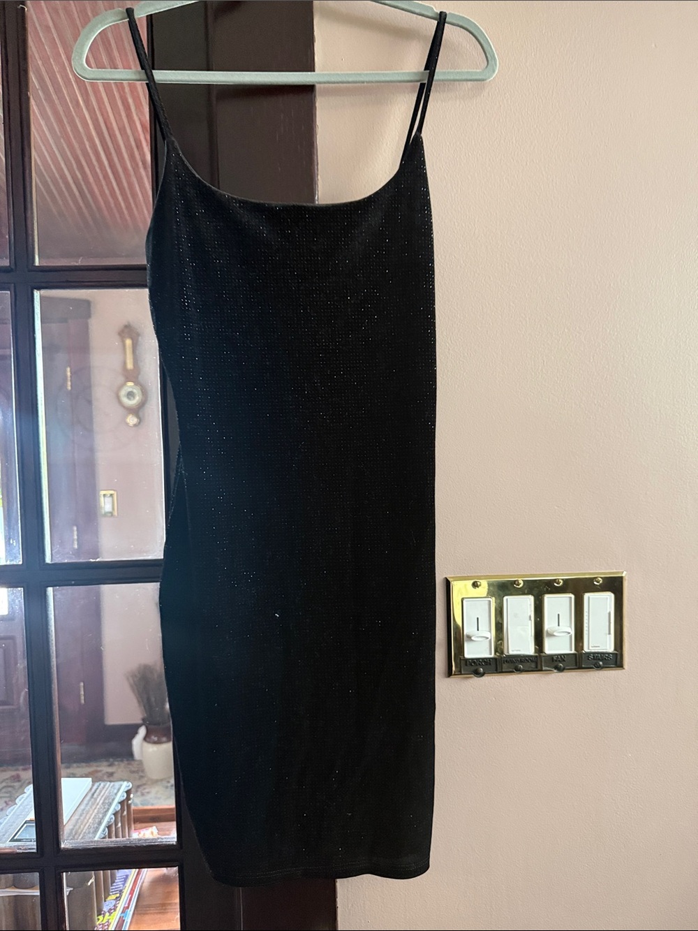 Windsor Black Sparkle Mini Slip Dress